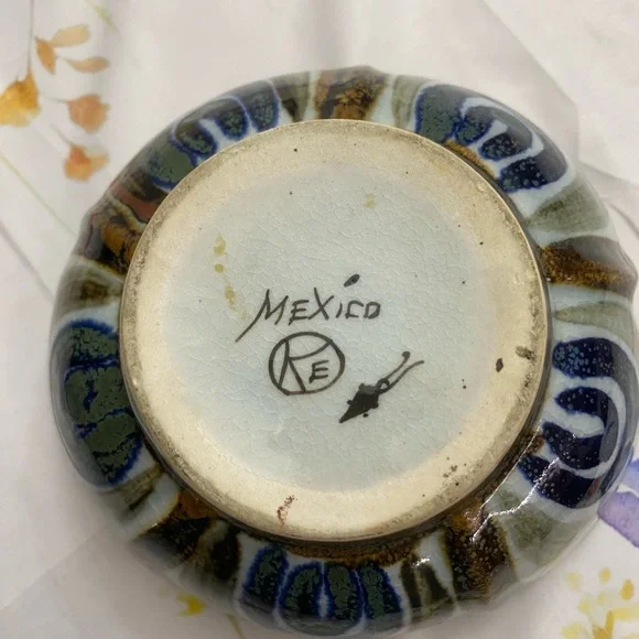 El Palomar Ken Edwards Mexican Pottery Blue Lotus Bowl Collector Vintage - Picture 4 of 10